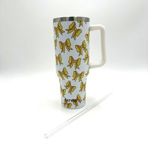 KATYDID Softball Ribbon Bow 40 oz Tumbler with 12" Straw NO LID